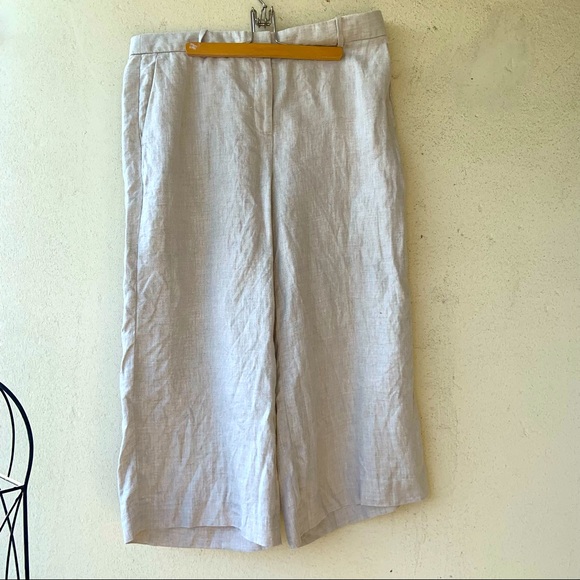 J. Crew Pants - J Crew 100% linen wide leg cropped pants